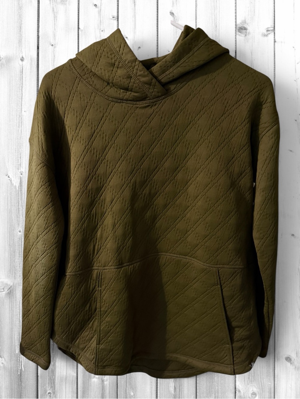 🌼Eddie Bauer Quilted Olive Hooded Sweatshirt